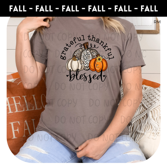 Grateful Thankful Blessed Adult Shirt-Fall 372