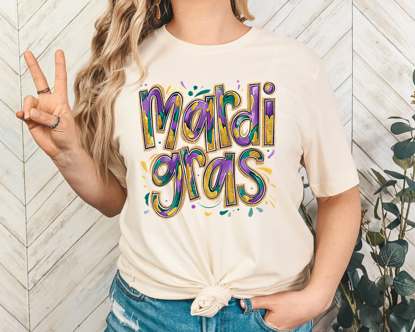 Mardi Gras Splatter Adult Shirt- Mardi Gras 74