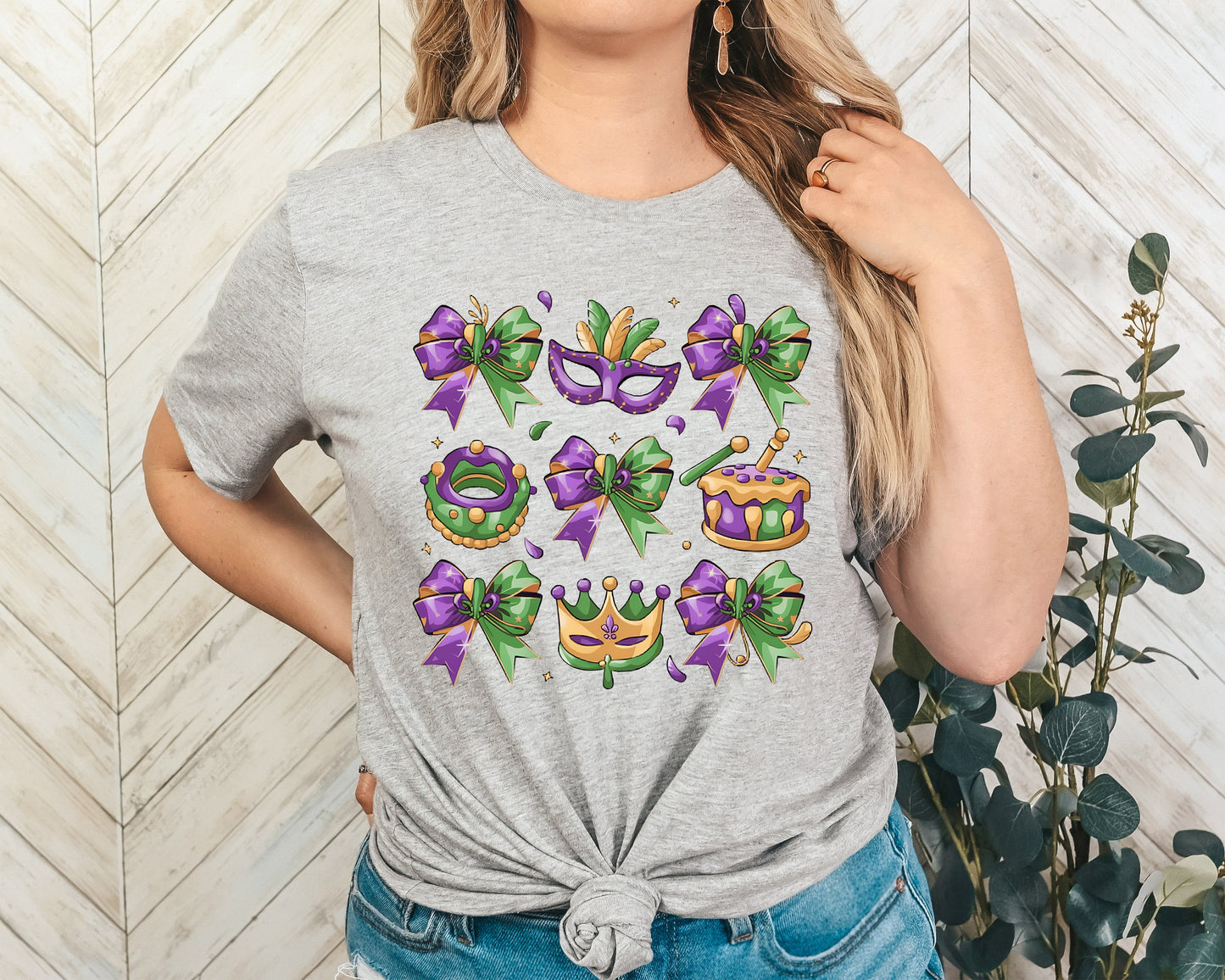 Mardi Gras Coquette Bow Adult Shirt-Mardi Gras 76