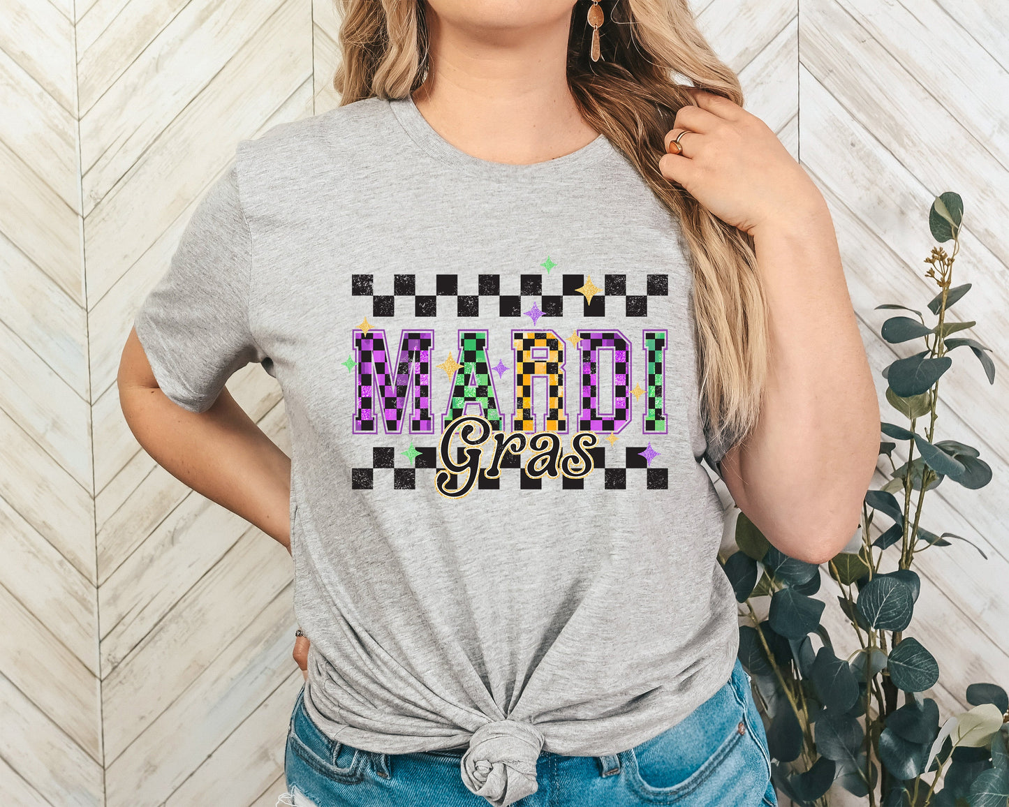 Checkered Mardi Gras Adult Shirt-Mardi Gras 81