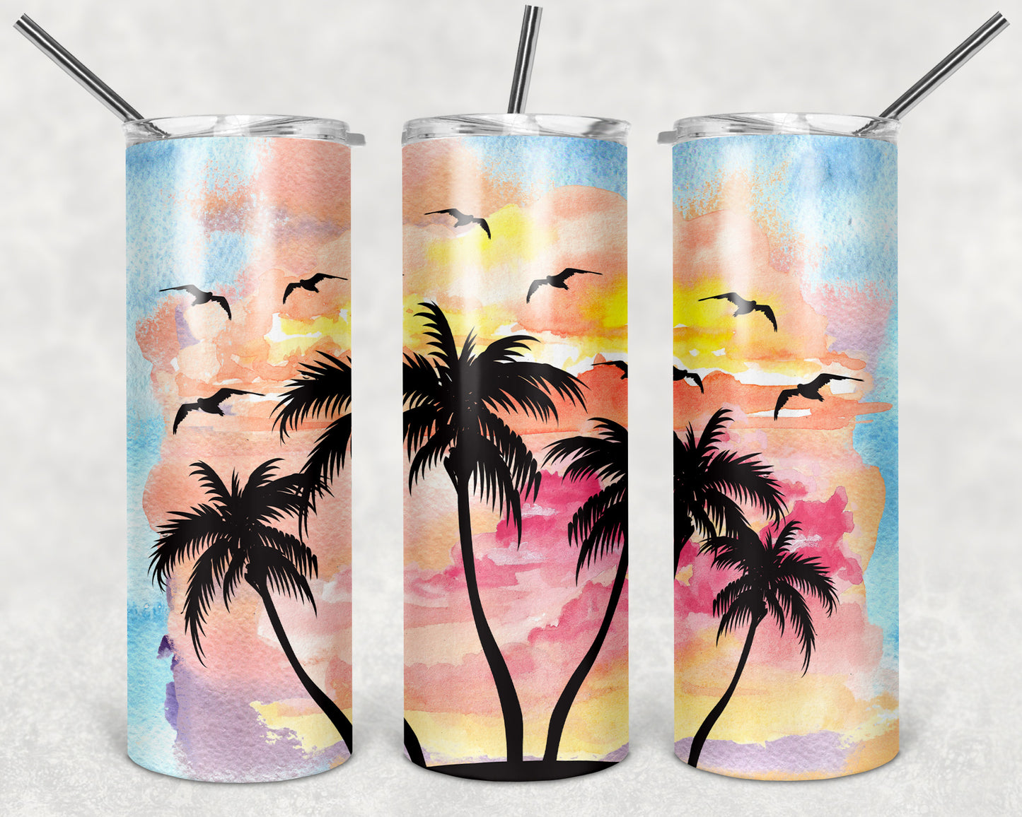 Water Color Beach Sunset TRANSFERS and BLANKS ONLY - Tumbler 1594