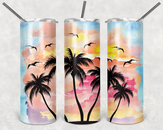 Water Color Beach Sunset TRANSFERS and BLANKS ONLY - Tumbler 1594