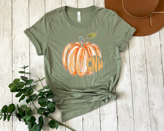 Watercolor Monogram Pumpkin TRANSFERS ONLY