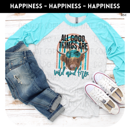 All Good Things Wild and Free Raglan Adult Shirt- Animals 225