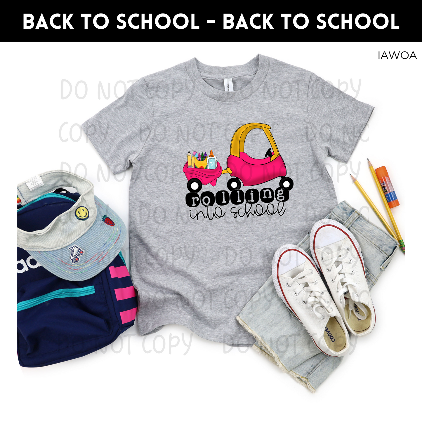 Rolling Into School Pink Coupe Youth Shirt- Back to School 476
