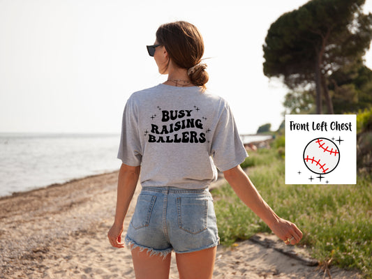 Baseball Busy Raising Ballers Adult Shirt