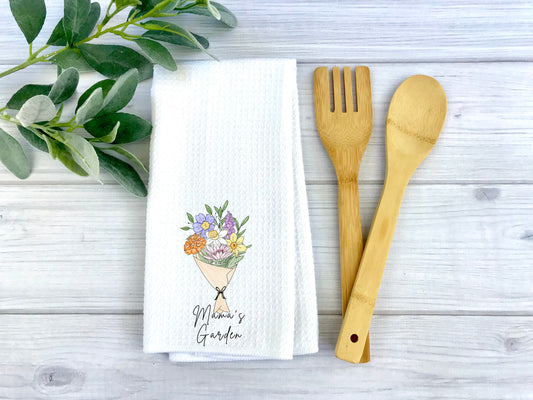 Birth Month Flower Waffle Weave Towel