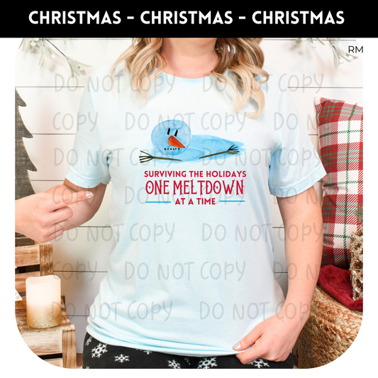 Surviving One Meltdown At A Time Adult Shirt- Christmas 1250