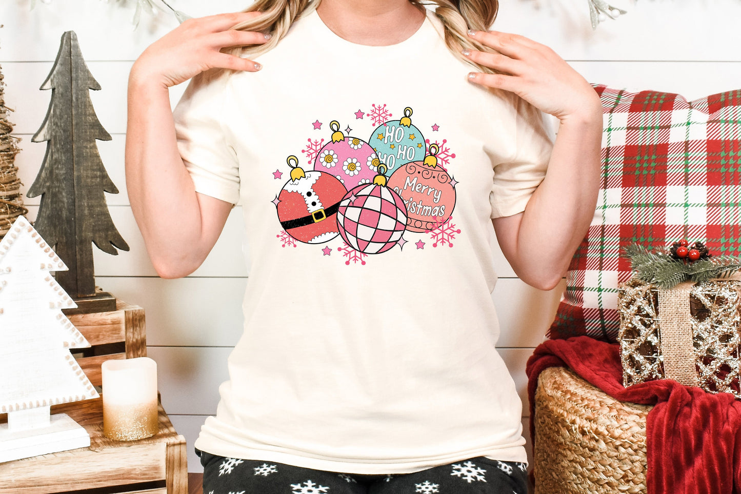 Retro Christmas Ornaments Adult Shirt- Christmas 1472