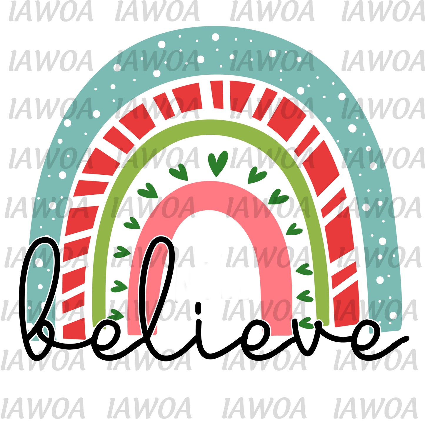 Christmas 403 - Believe Christmas Rainbow - Sublimation Transfer Set/Ready To Press Sublimation Transfer