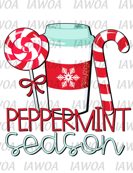 Christmas 408 - Peppermint Season Peppermint Mocha Season - Sublimation Transfer Set/Ready To Press Sublimation Transfer