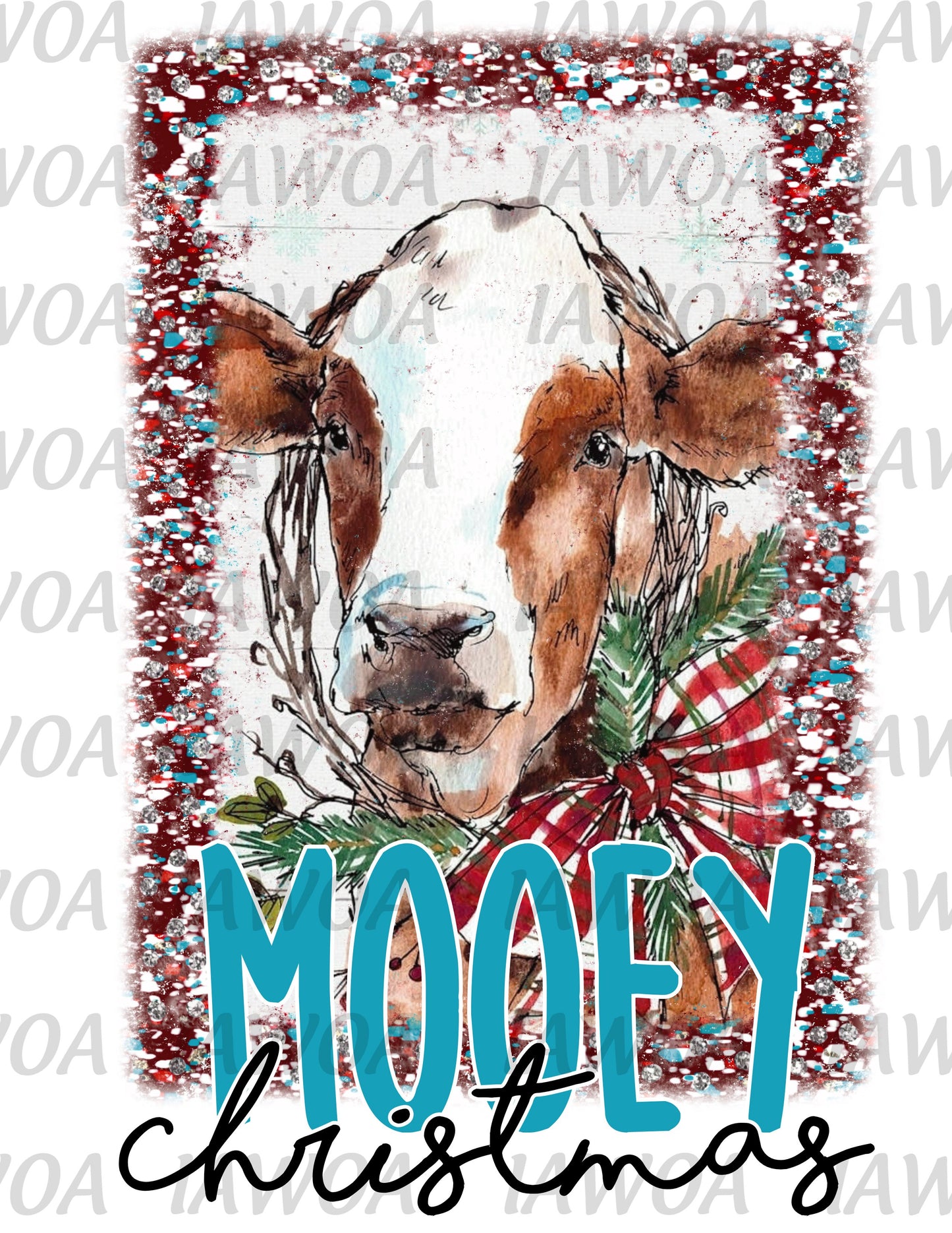 Christmas 411 - Mooey Christmas Cow Farm Christmas - Sublimation Transfer Set/Ready To Press Sublimation Transfer