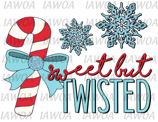 Christmas 418 - Sweet But Twisted Candy Cane - Sublimation Transfer Set/Ready To Press Sublimation Transfer
