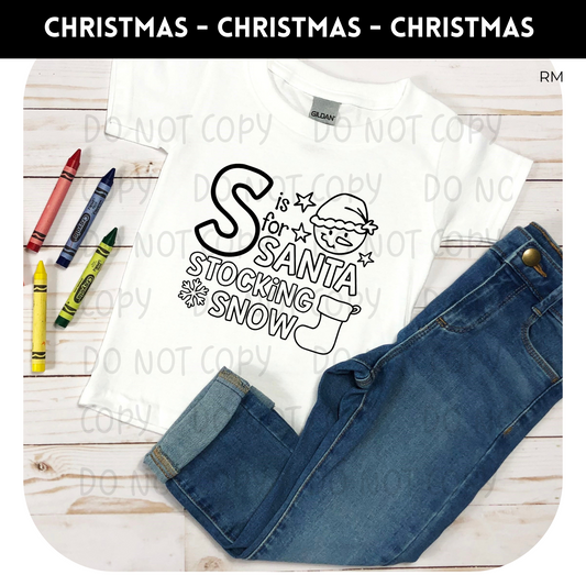 S Is For Santa Coloring Shirt Youth Shirt - Christmas Coloring 10