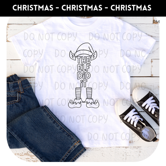 The Elf Did It Coloring Shirt TRANSFERS ONLY - Christmas Coloring 20