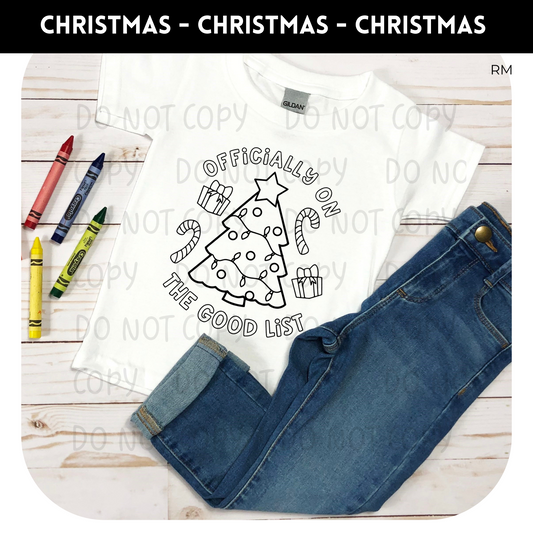 Officially On The Good List Coloring Shirt Youth Shirt - Christmas Coloring 5