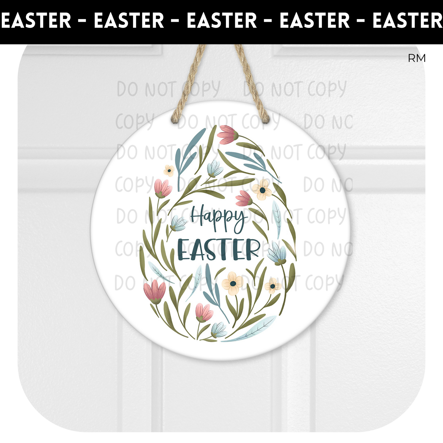 Happy Easter Egg Floral Door Hanger- Easter 213