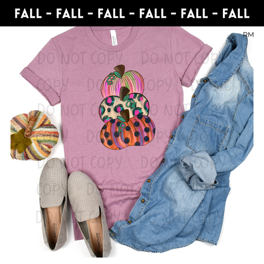 Bright Leopard Stacked Pumpkins TRANSFERS ONLY-Fall 348