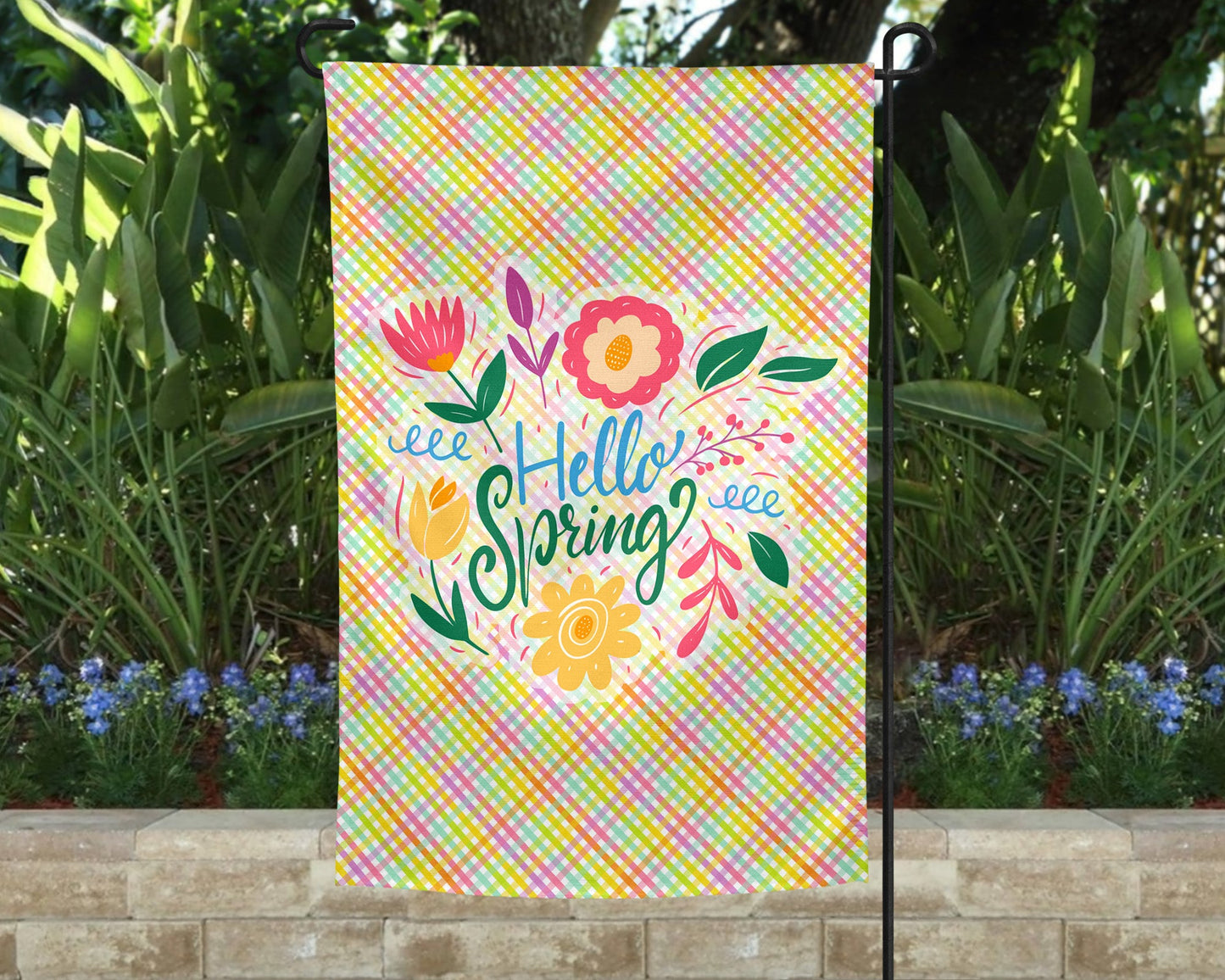 Hello Spring Plaid Garden Flag TRANSFERS ONLY- Garden Flag 86