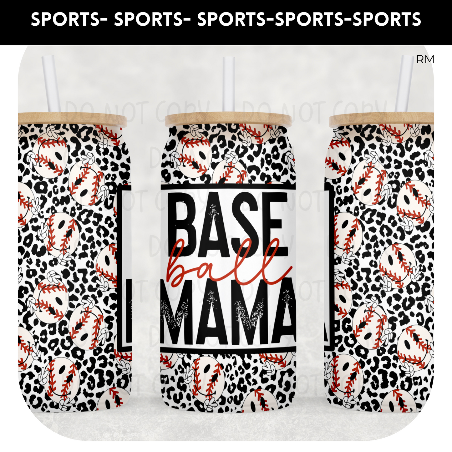 Baseball Mama Libby Glass Can- Glass Can 352