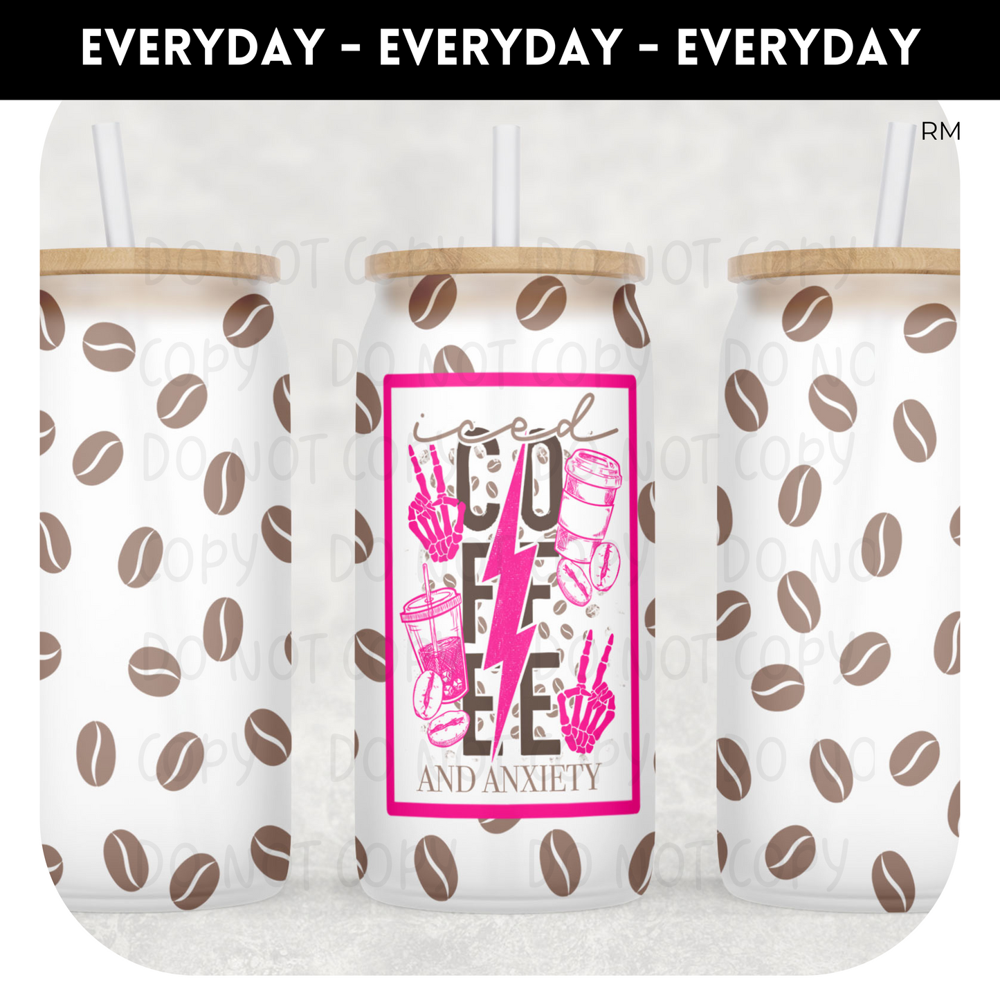 Iced Coffee and Anxiety Libby Glass Can- Glass Can 355