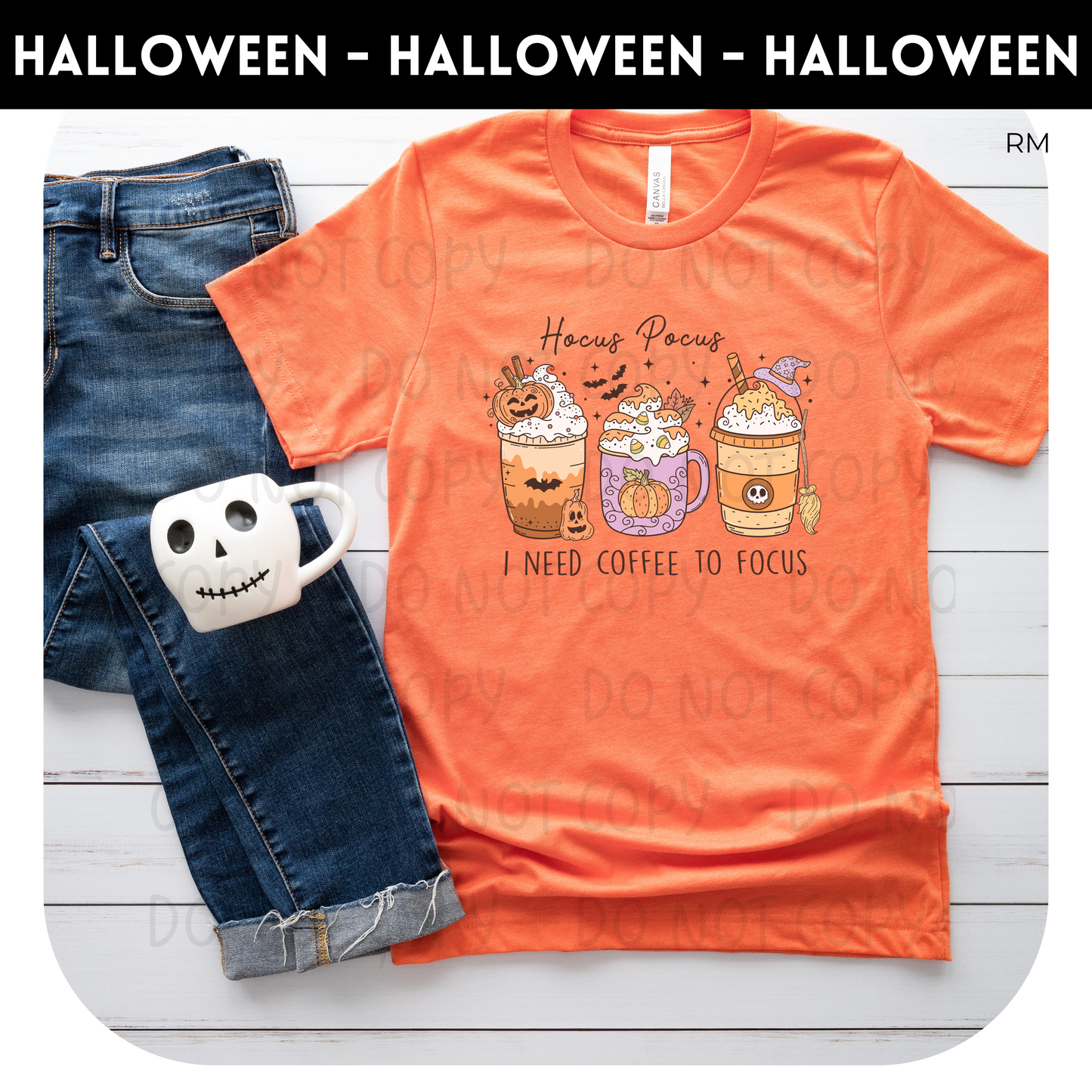 I Need Coffee To Focus Adult Shirt-Halloween 509
