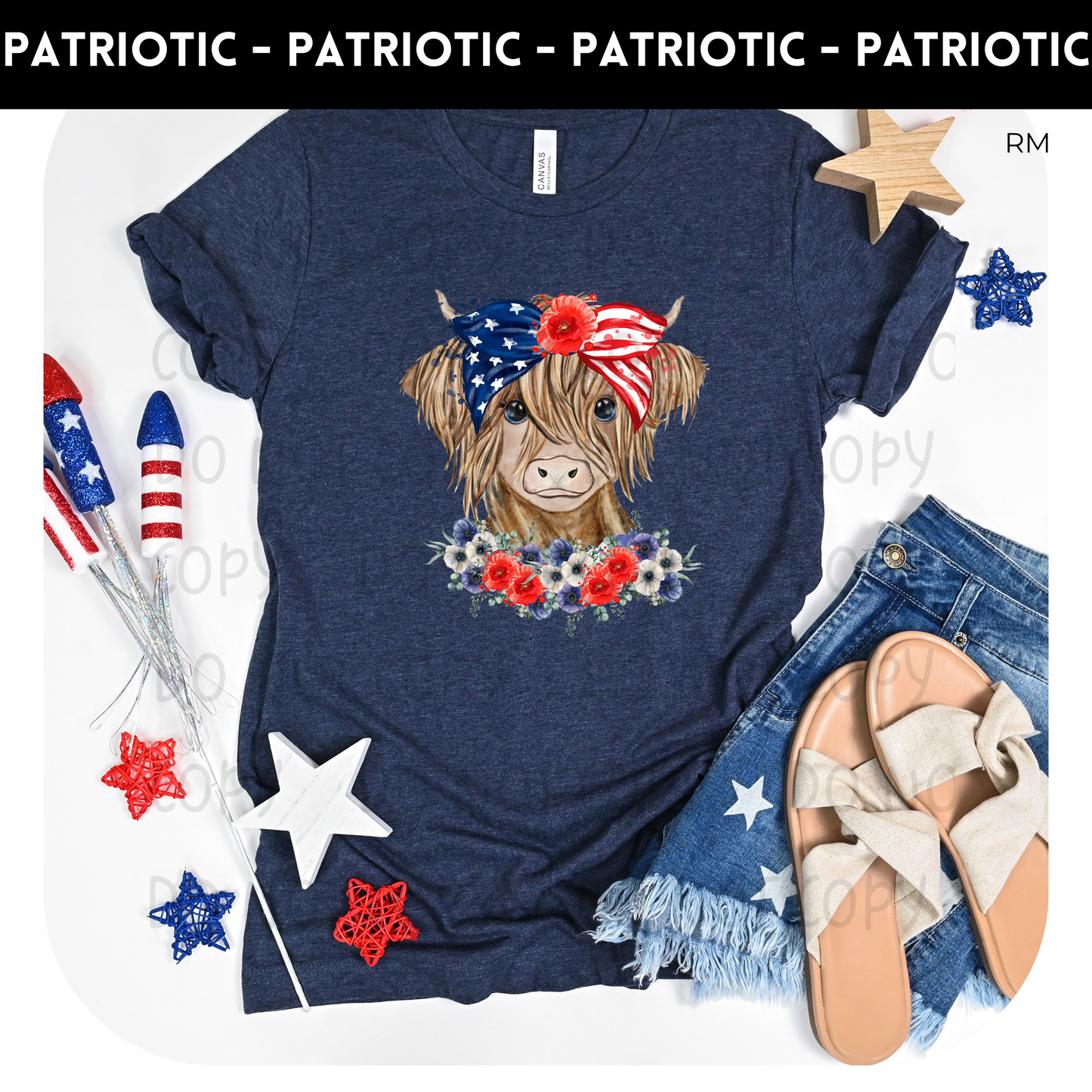 Patriotic Highland Cow Adult Shirt-July 4th 278