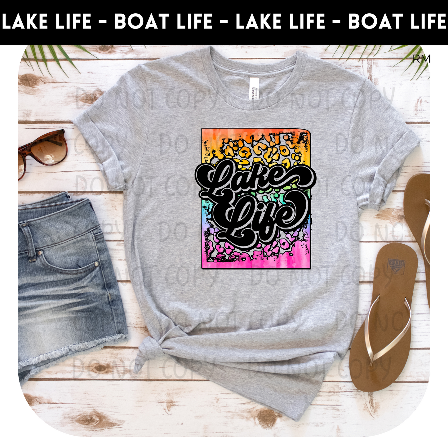 Lake Life Tie Dye Leopard Adult Shirt- Lake Life 17