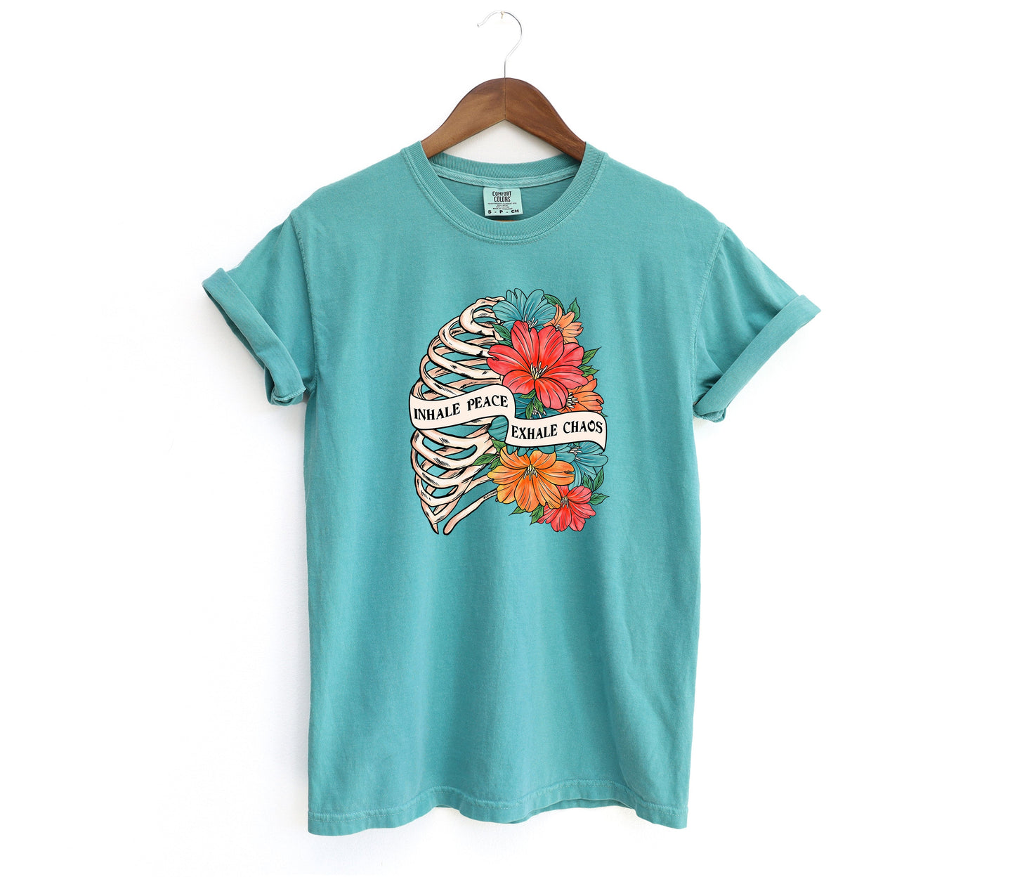 Inhale Peace Exhale Chaos Adult Shirt- Mental Health 129