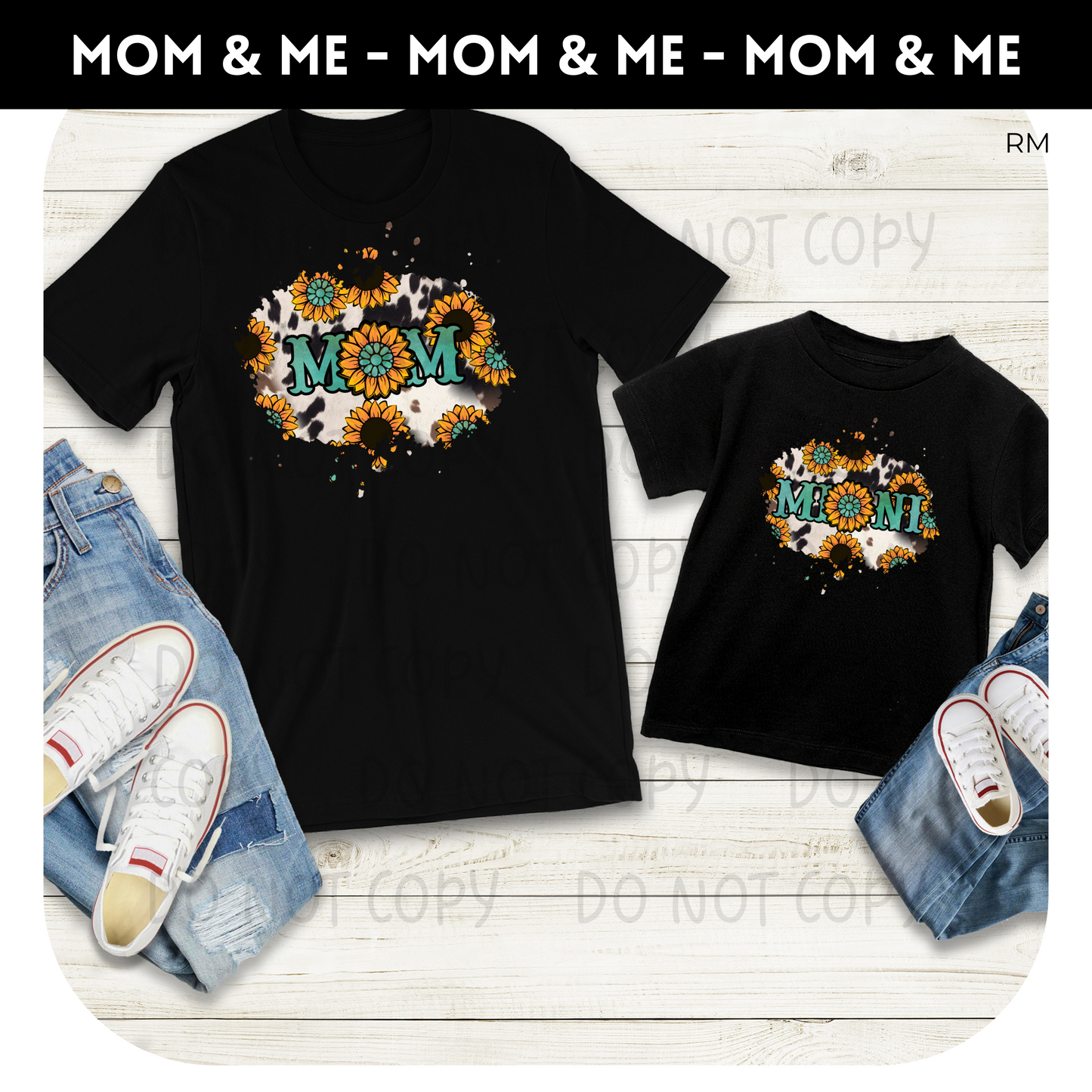 Matching Mama and Mini Turquoise Sunflower TRANSFERS ONLY- Mommy and Me 160