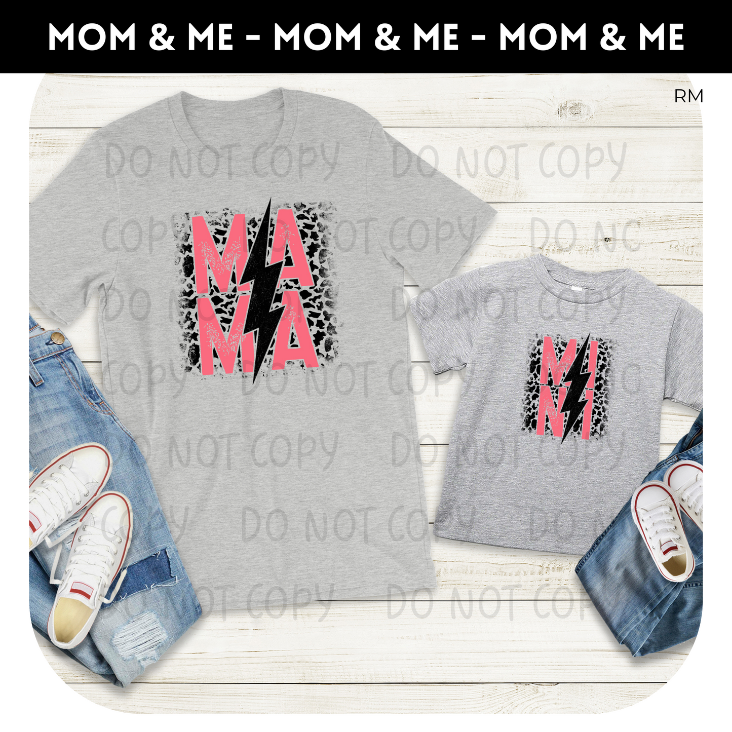 Matching Mama and Mini Pink Leopard Lightning TRANSFERS ONLY- Mommy and Me 214