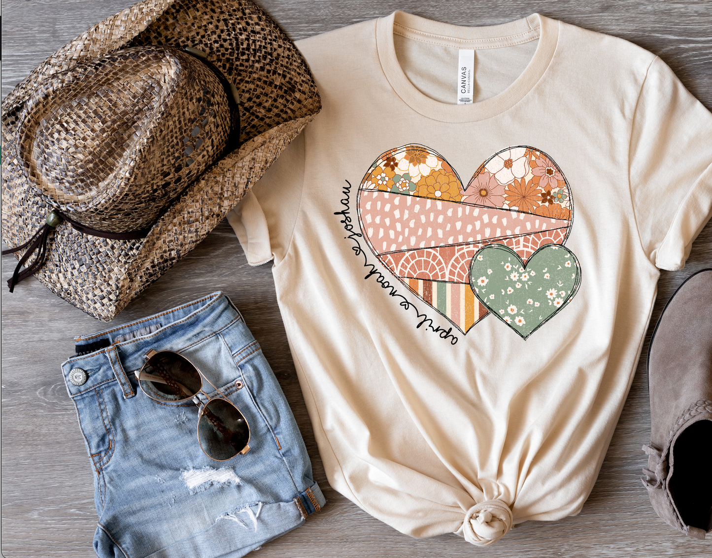 Boho Floral Heart Adult Shirt