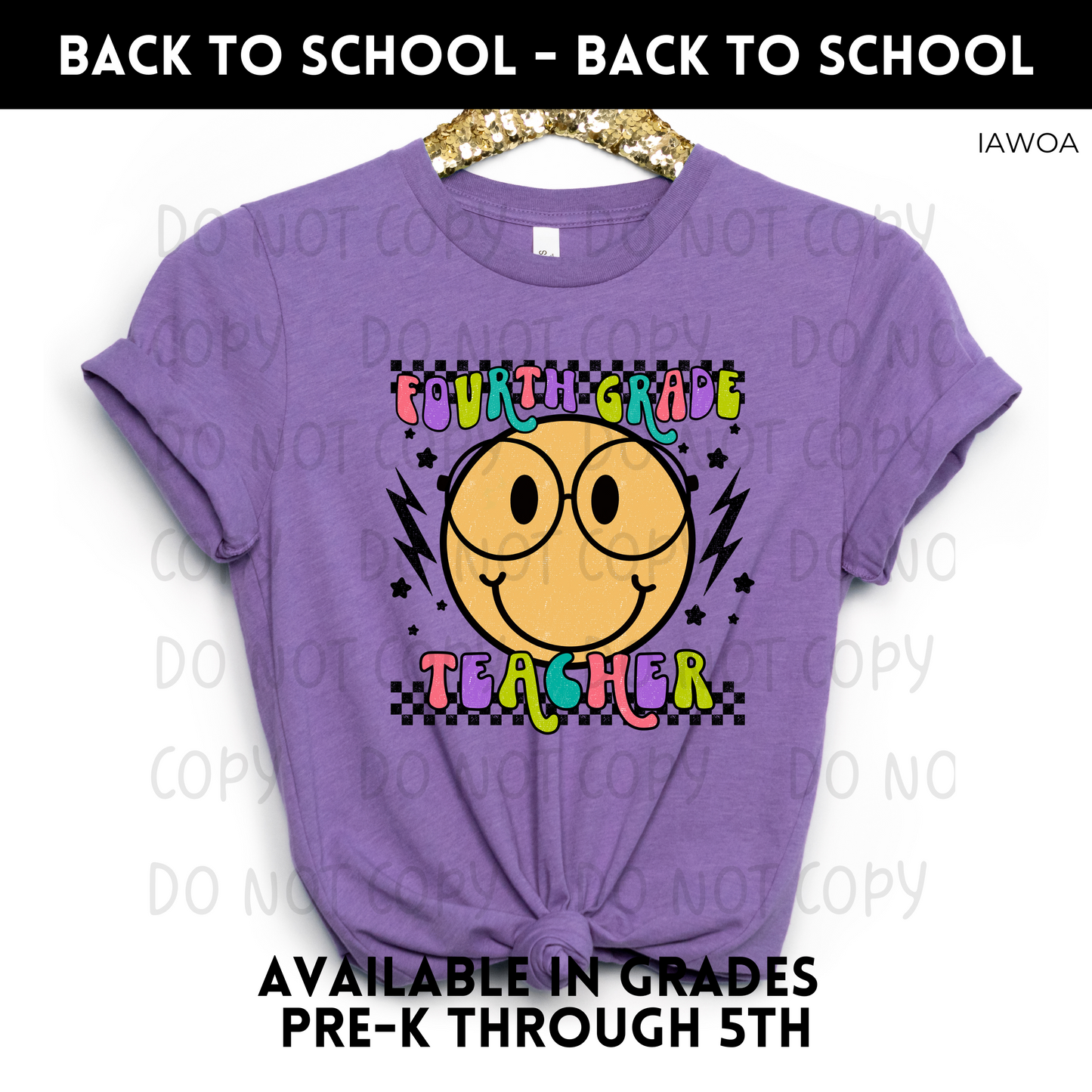 Smiley Face Teacher Bright Colors TRANSFERS ONLY