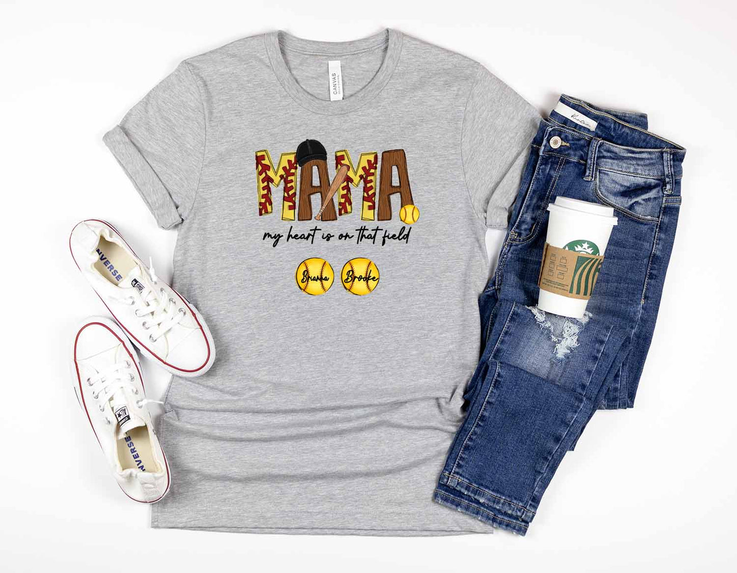 Baseball & Softball My Heart Is On That Field Adult Short Sleeve Shirt