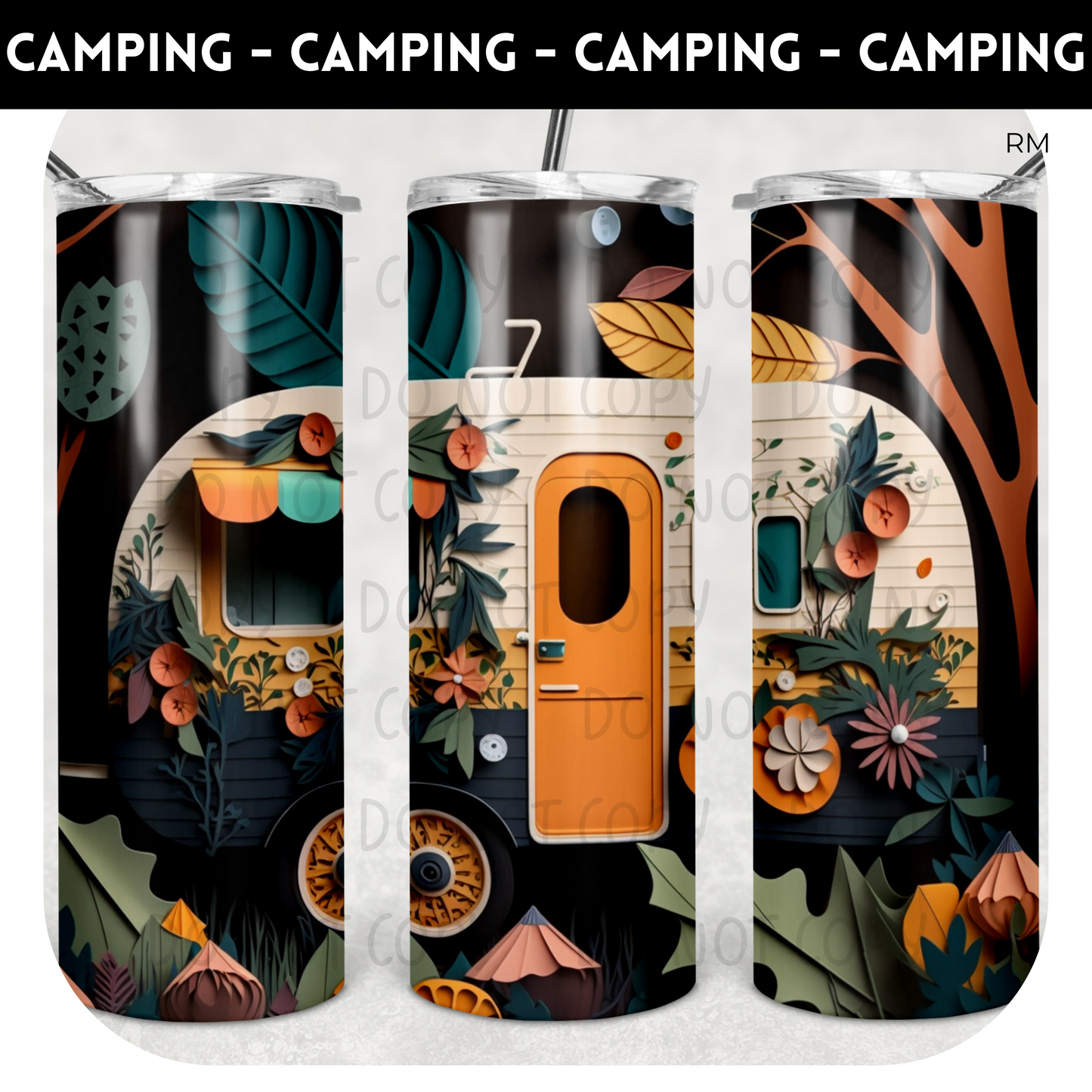Vintage Camper TRANSFERS AND BLANKS ONLY - Tumbler 1597