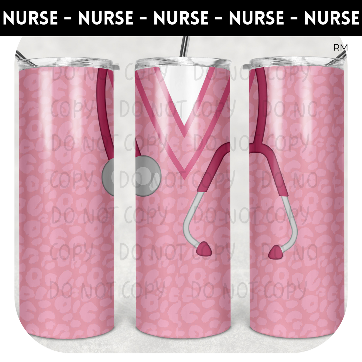 Pink Leopard Stethoscope TRANSFERS and BLANKS ONLY - Tumbler 903