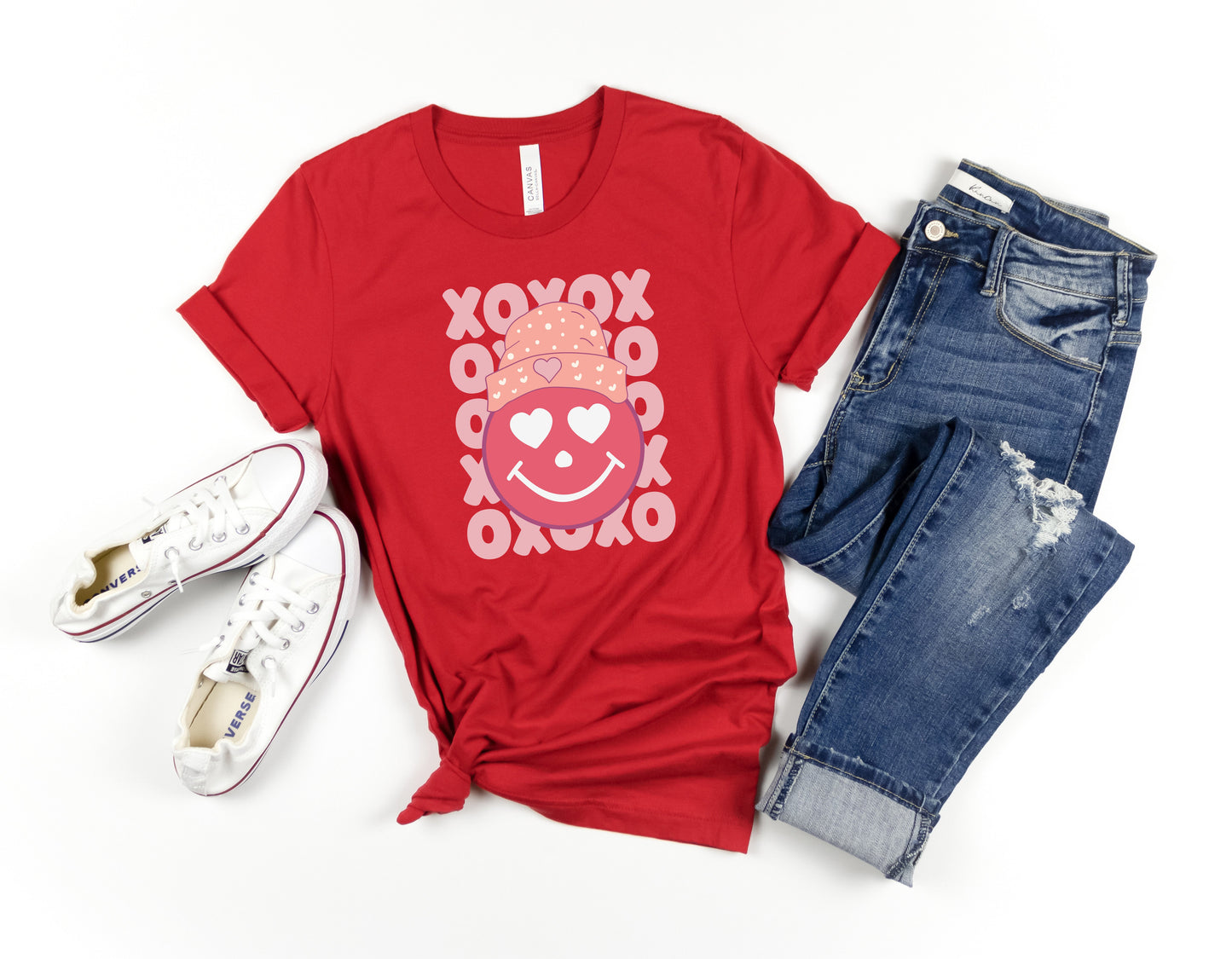 Smiley XOXO Adult Shirt- Valentine 550