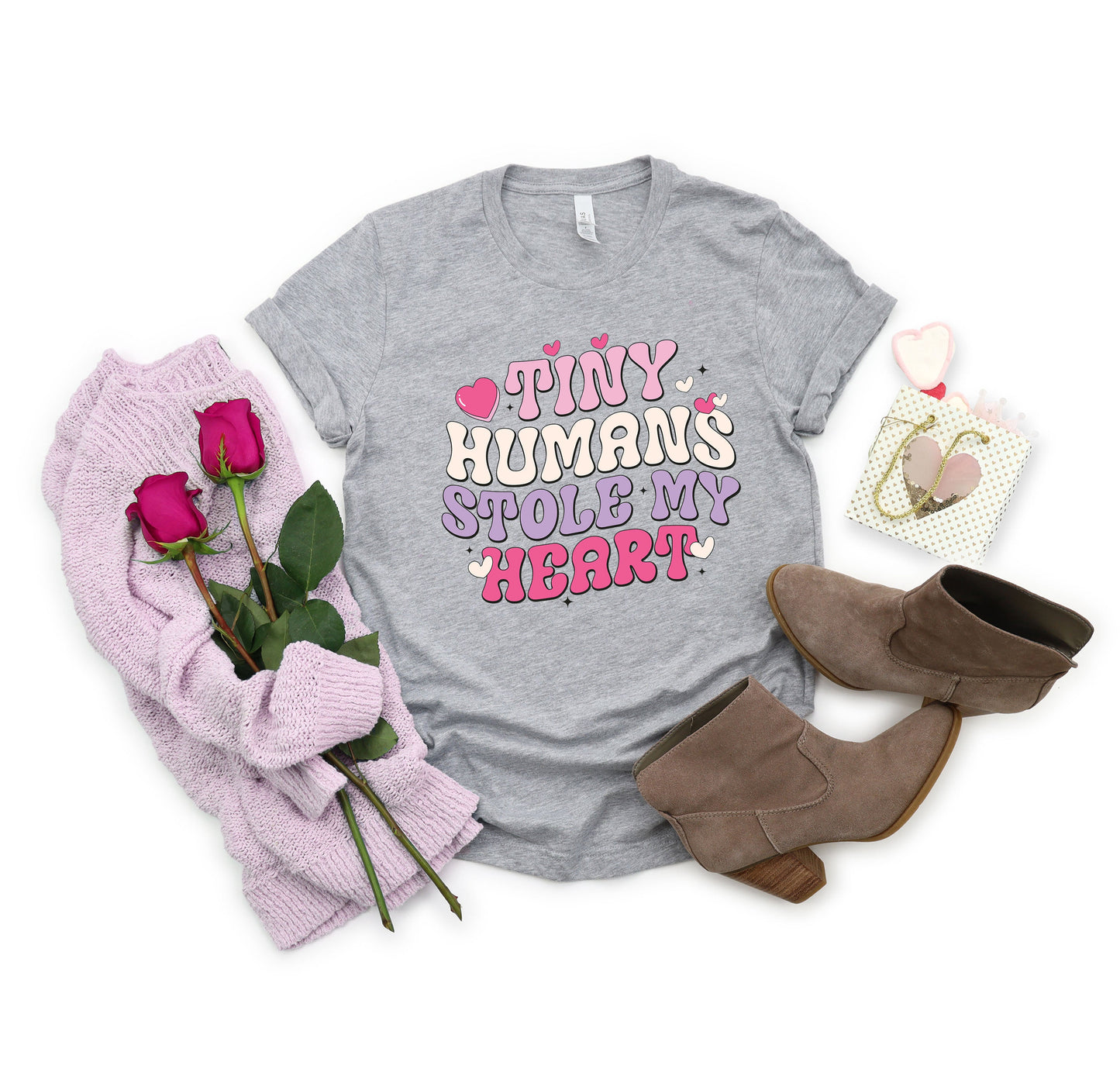 Tiny Humans Stole My Heart Adult Shirt-Valentine 555