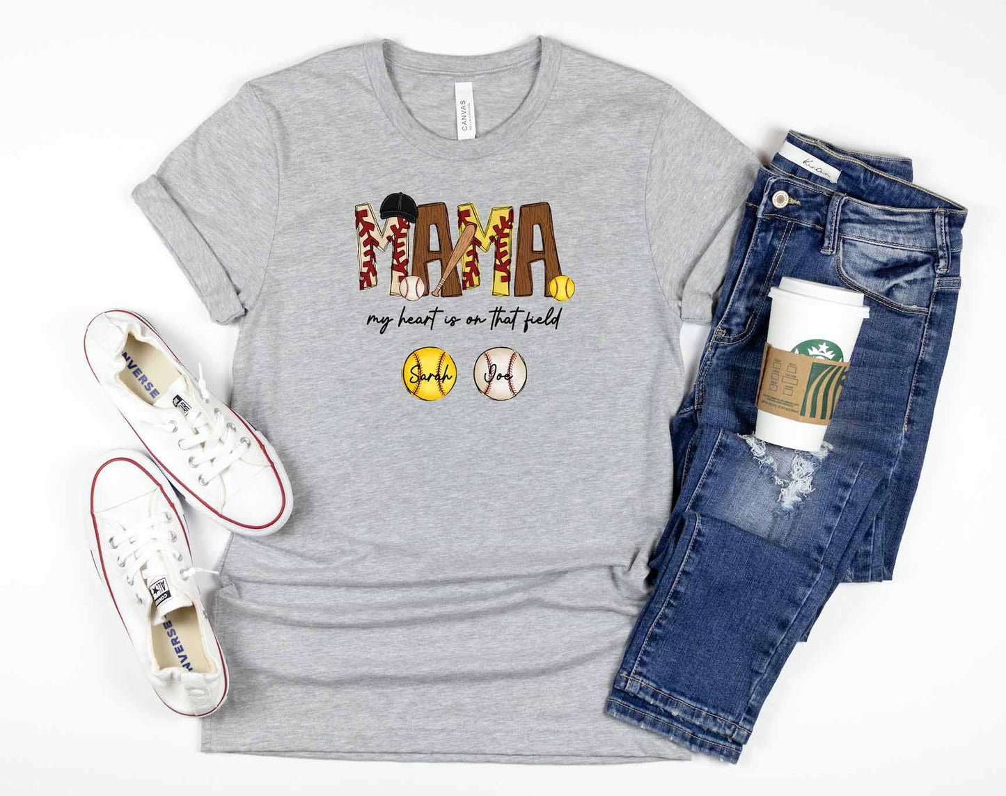 Baseball & Softball My Heart Is On That Field Adult Short Sleeve Shirt