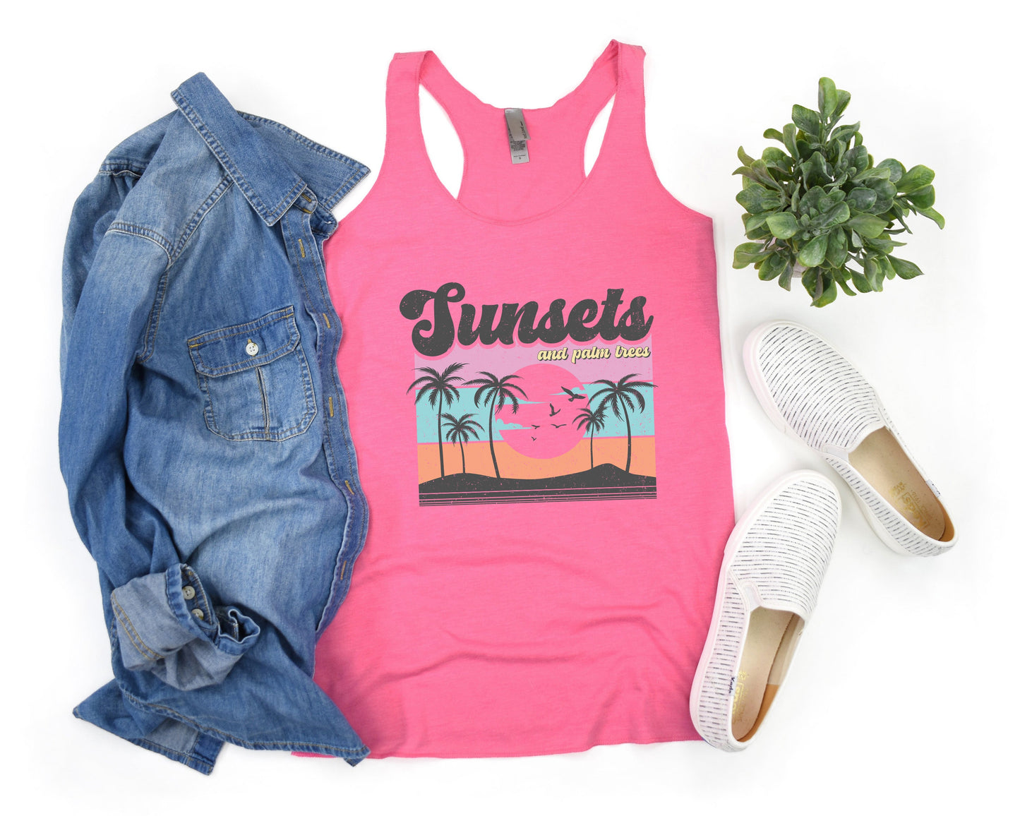 Sunsets & Palm Trees Women's Tank Top- Beach 151