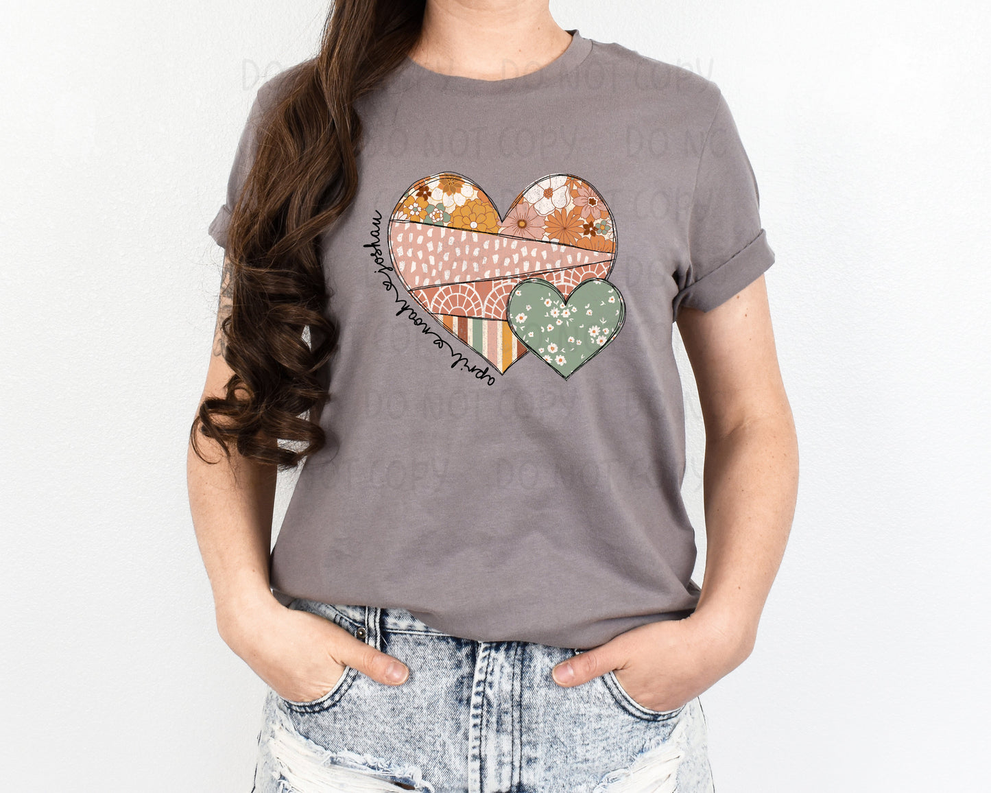 Boho Floral Heart TRANSFER ONLY