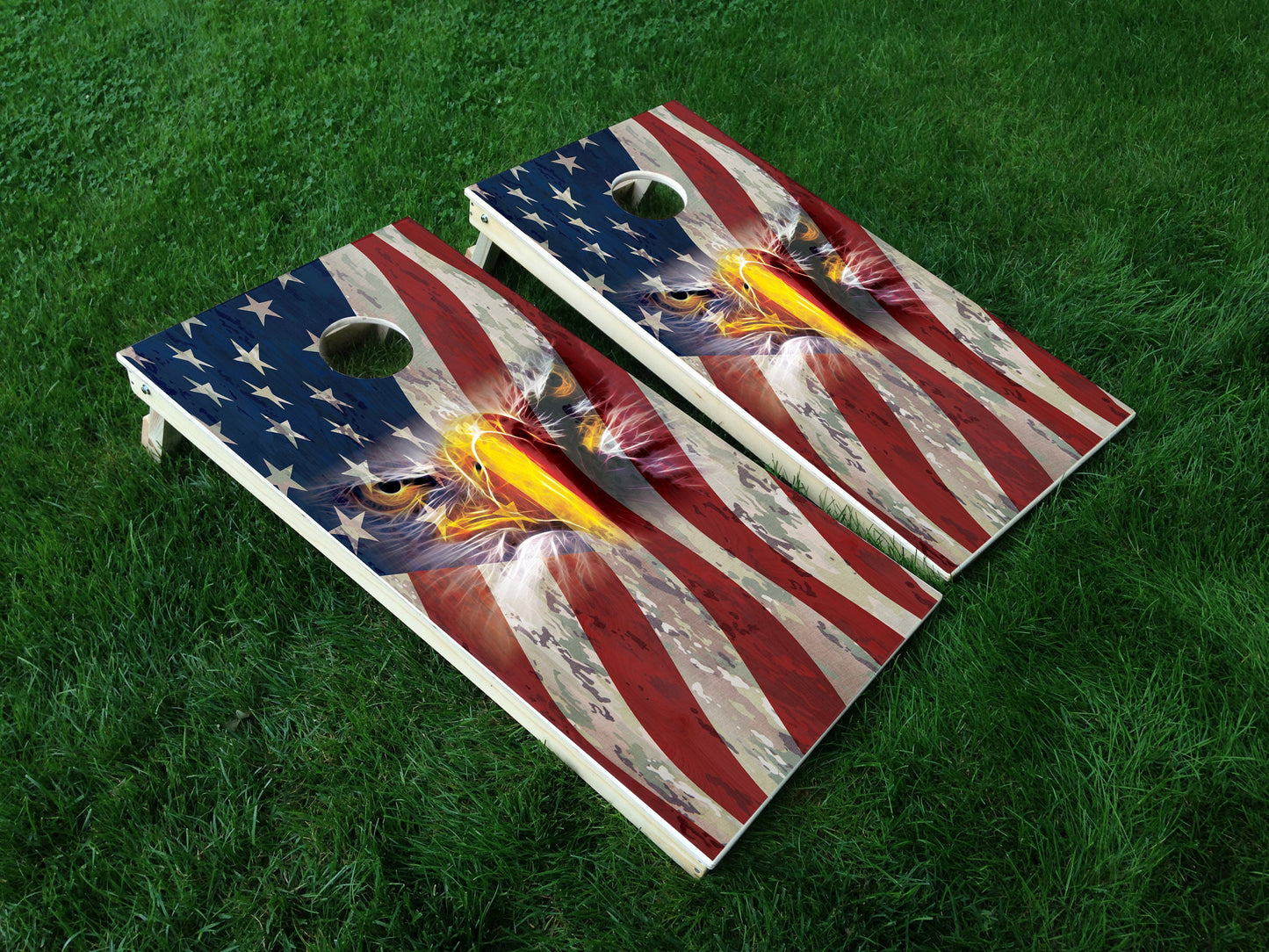 America 19 Eagle American Flag Military Cornhole Wrap Decal Sticker SET OF 2 PRINTS