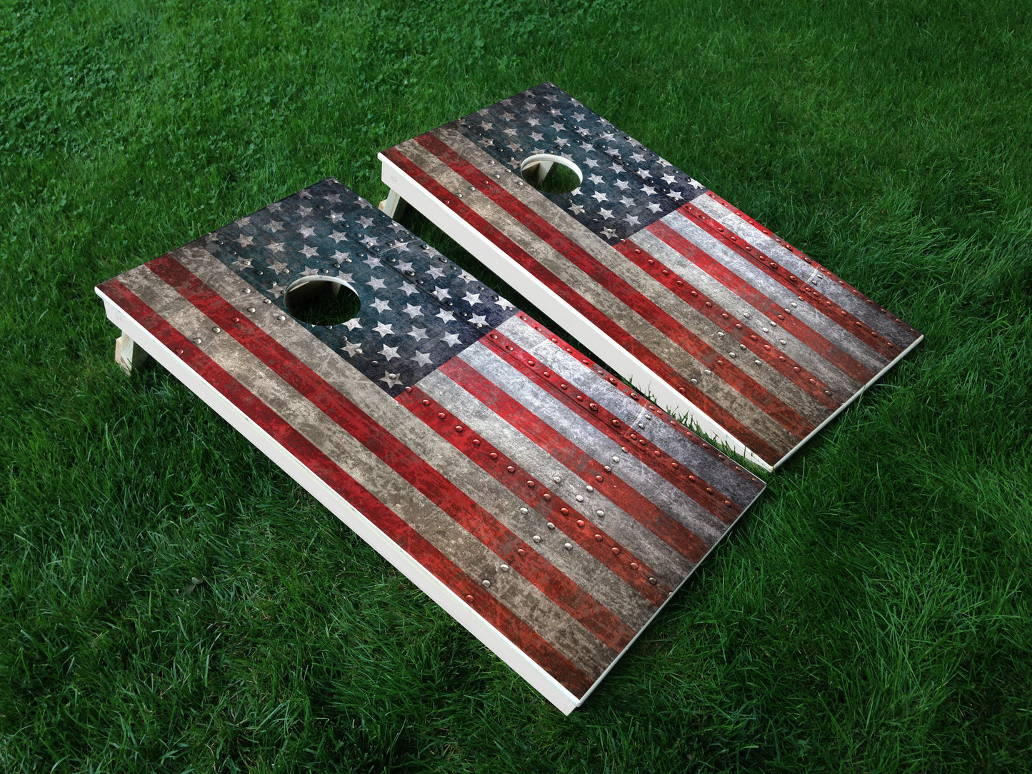 America 08 American Flag Eagle Military Cornhole Wrap Decal Sticker SET OF 2 PRINTS