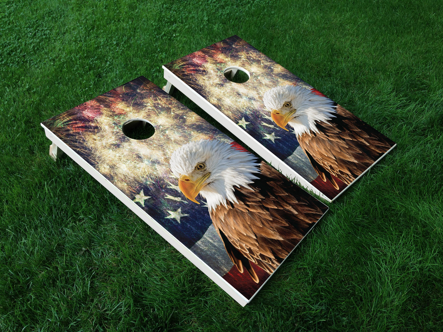 America 06 American Flag Eagle Military Cornhole Wrap Decal Sticker SET OF 2 PRINTS