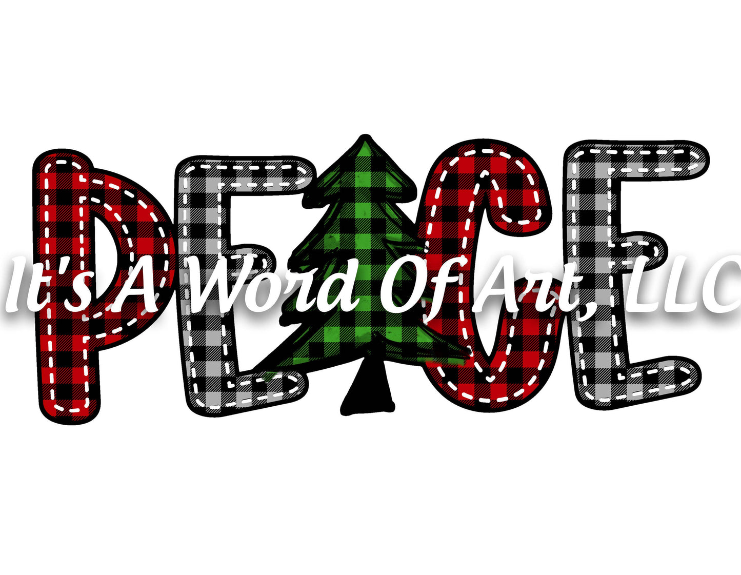 Christmas 258 - Peace Buffalo Plaid Tree- Sublimation Transfer Set/Ready To Press Sublimation Transfer/Sublimation Transfer
