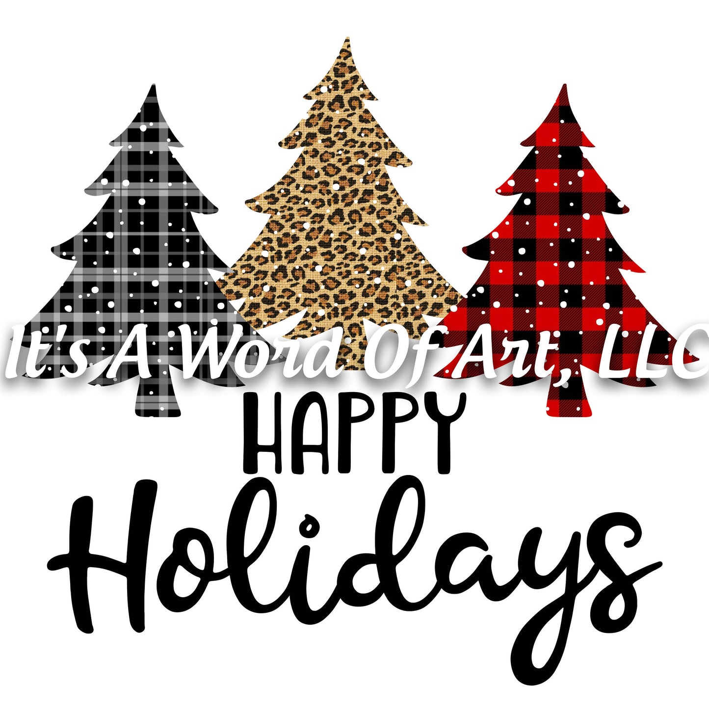 Christmas 245 - Happy Holidays Buffalo Plaid - Sublimation Transfer Set/Ready To Press Sublimation Transfer/Sublimation Transfer