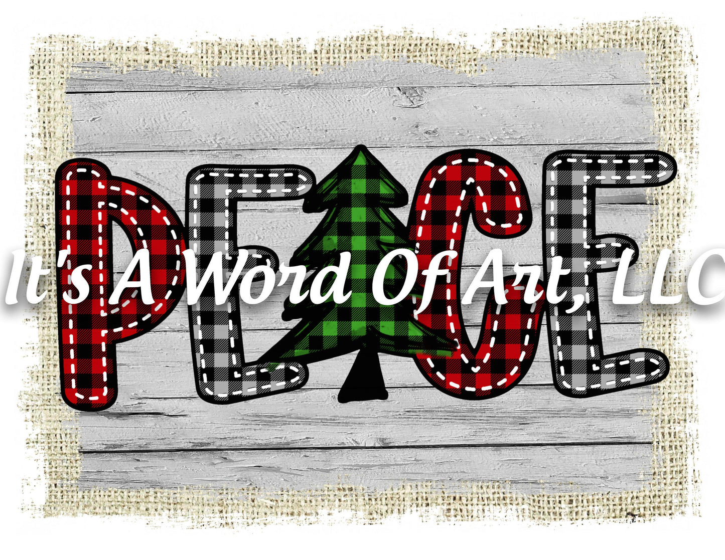 Christmas 237 - Peace Christmas Tree Buffalo Plaid - Sublimation Transfer Set/Ready To Press Sublimation Transfer/Sublimation Transfer