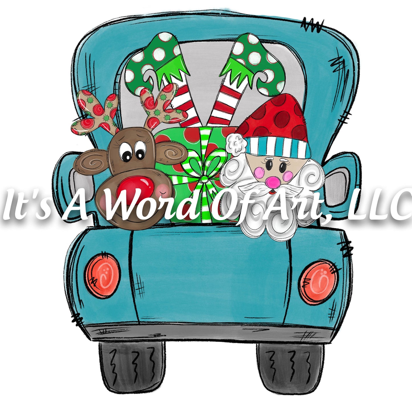 Christmas 232 - Santa Claus Christmas Truck - Sublimation Transfer Set/Ready To Press Sublimation Transfer/Sublimation Transfer