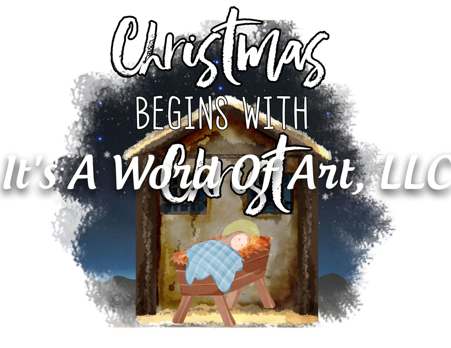 Christmas 223 - Christmas begins with Christ - Sublimation Transfer Set/Ready To Press Sublimation Transfer/Sublimation Transfer