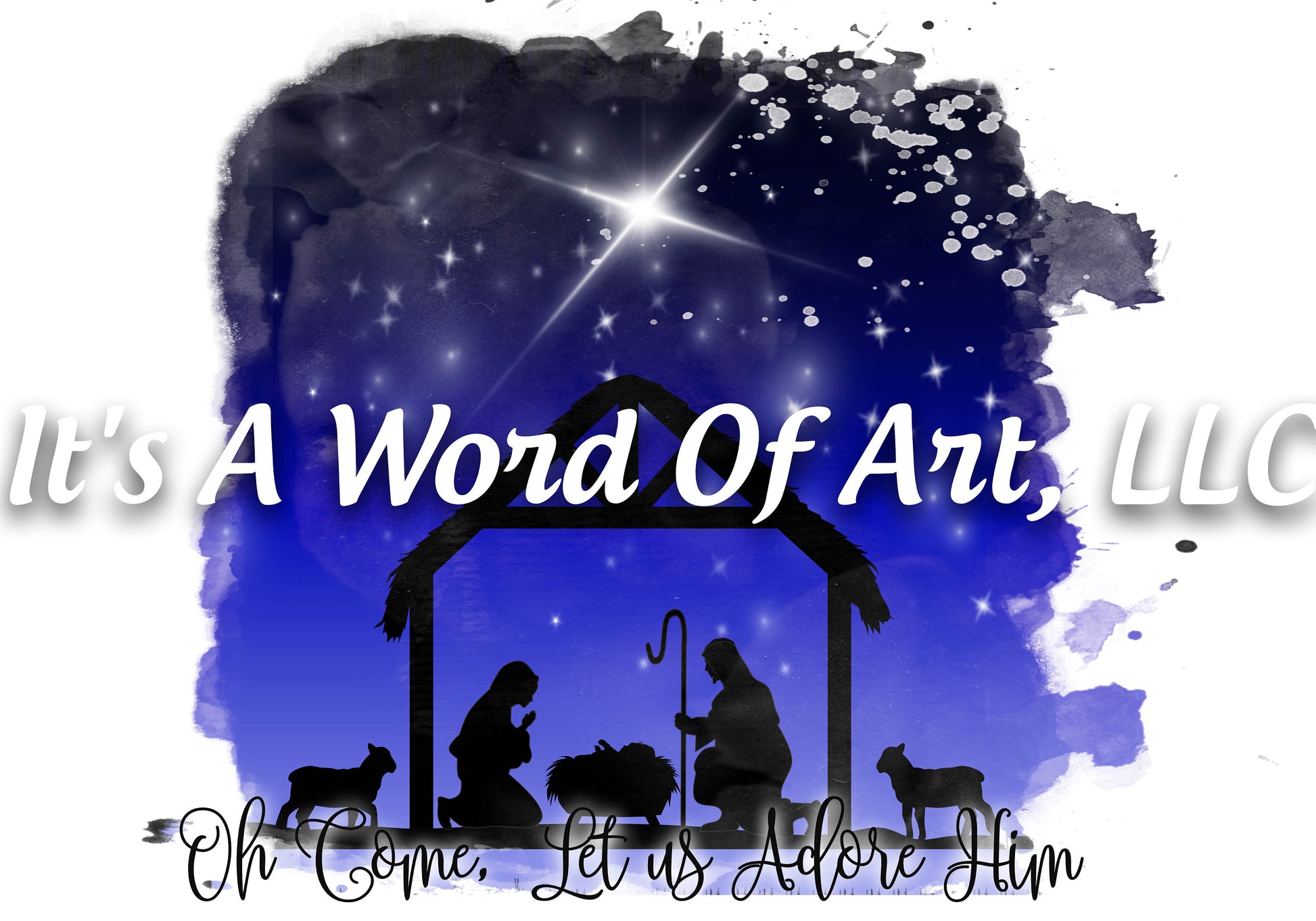 Christmas 172 - Oh Come let us Adore Him Manger Shepards Northern Star - Sublimation Transfer Set/Ready To Press Sublimation Transfer